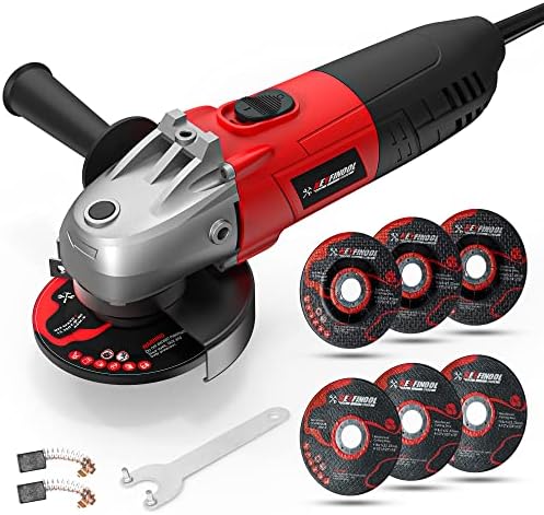 KEYFINOOL 6 Amp Grinder Power Tools, 12000RPM 4-1/2Inch Angle Grinder Tools With 3 Position Adjustable Support Handle, Fast Heat Dissipation, Include Spanner, Safety Guard for Grinding/Cutting