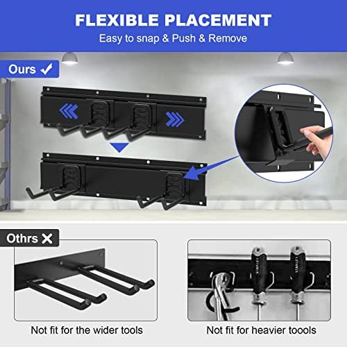 Mutilife Tool Storage Rack, 64INCH 4 packs Rails &10 packs Adjustable Hooks garden tool organizer for Garage Tool Organizer Wall Mount, Aluminum Steel For Garden (64 inches 4 Rail) Gifts for men - Image 5