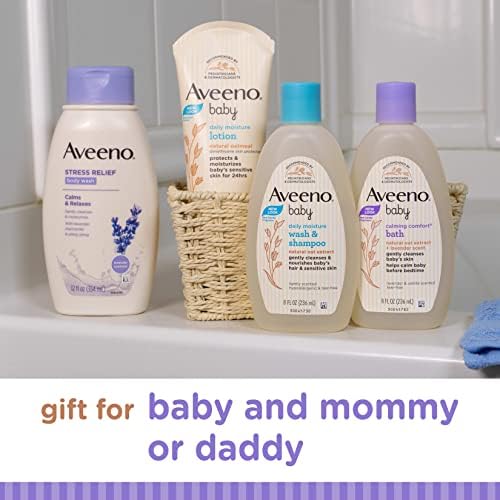 Aveeno Baby Mommy & Me Daily Bathtime Gift Set Including Baby Wash & Shampoo, Calming Baby Bath & Wash, Baby Moisturizing Lotion & Stress Relief Body Wash for Mom, Soap-Free, 4 Items - Image 8