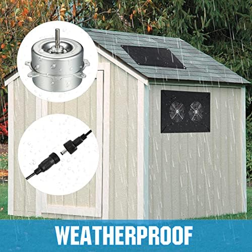 DC HOUSE 20W Solar Powered Dual Metal Shell Exhaust Fan Kit for Chicken Coops, Greenhouses, Sheds, Pet Houses, and Windows - Waterproof and Plug & Play - Image 5