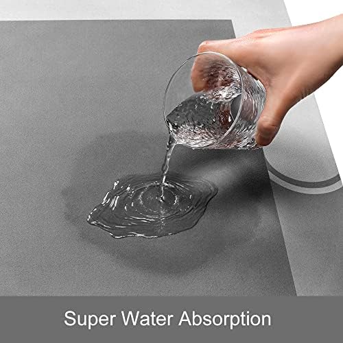 Kmson 2 Piece Bath Mat Set , Napa Skin Non Slip Ultra Soft and Super Absorbent Diatomite Bathroom Rugs, Dirt Barrier Quick Dry Floor Door Mat Kitchen Rug Grey - Image 6