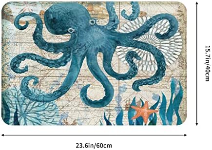 Octopus Map Bathroom Rug Mat Non-Slip Comfortable Bath Rug Carpet for Kitchen, Shower, Bath Room, Living Room One Size - Image 3