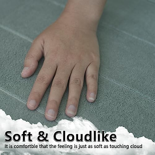 Light Grey Memory Foam Bathroom Rug Set 3 Piece Non Slip Extra Absorbent Shaggy Bathroom Mats and Rugs Sets, Soft & Dry Bath Mat Sets for Bathroom Washable Carpets Set - Image 2