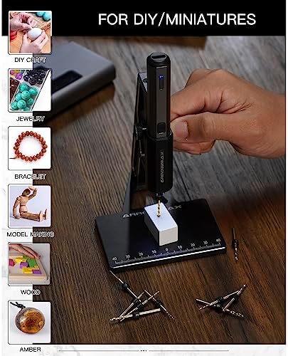 ARROWMAX Mini Electric Drill 15 in 1 with Benchtop Press, Cordless, LED Lights, Needle Vise Hand Drill Kit, 10 HSS Drill bits, 3/32-Inch Keyless Chuck, Variable Direction (SDS MINI PLUS),Black - Image 5