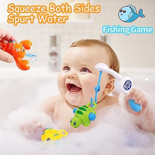 Bath Toys for Toddlers 1-3 3-5,Baby Bath Toys Cute Duck Cat Waterfall with Rotate Waterwheel Shower Toys,Fishing Game,Floating Bathtub Toys Swimming Fish Toy,Baby Water Toys Pool Toys for Toddlers 1-3 - Image 3