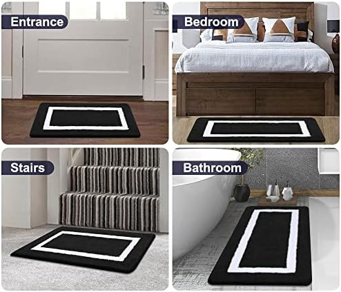 Kitinjoy Luxury Bathroom Rug Mat, Super Soft Water Absorbent Microfiber Bath Rug, Non Slip Plush Shaggy Bath Carpet, Machine Wash Dry, Bath Mats for Bathroom Floor, Tub and Shower, 17 x 47, Black - Image 7