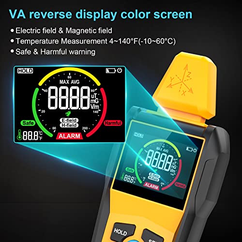 EMF Meter MESTEK Electromagnetic Field Radiation Detector Handheld Digital LCD EMF Reader, Temperature Detector,Tester for Home EMF Inspections, Office, Outdoor and Ghost Hunting - Image 3