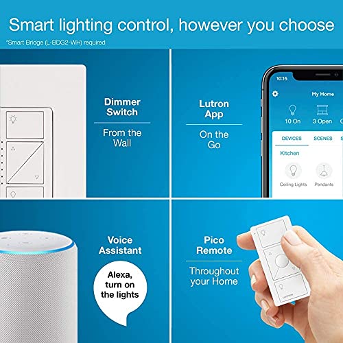 Lutron Caseta Smart Lighting Dimmer Switch for Wall and Ceiling Lights | PD-6WCL-WH | White - Image 4