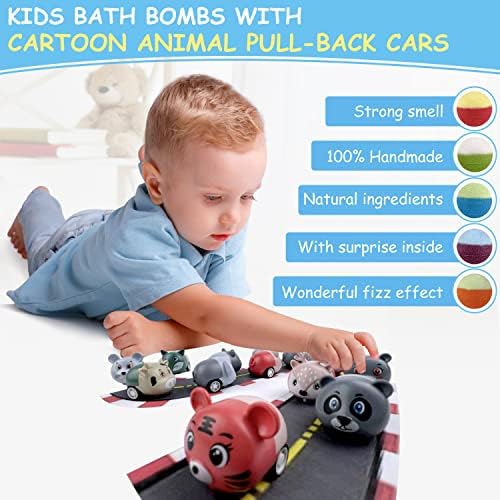 15PCS XL Bath Bombs for Kids with Animal Racing Cars Inside, Gentle & Kid Safe Bubble Bath Fizzies, Birthday Gift for Boys & Girls - Image 6