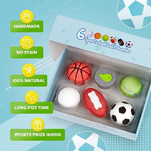Bathletes 6pc Sporty Kids Bath Bombs Kit with Surprise Inside - Girls & Boys Bath Toys w/ 6 Sports Prizes - Perfect for Birthdays -Toddlers 3+ - Image 3