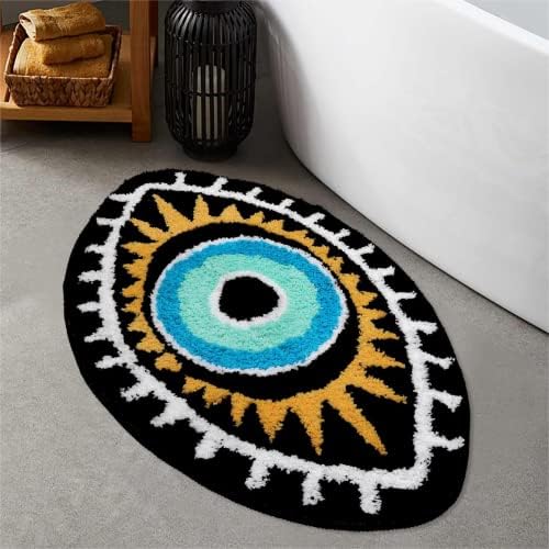 LIVEBOX Evil Eye Bathroom Rug, 20''x32'' Soft Absorbent Bath Mat Washable Microfiber Bath Rugs for Shower, Non-Slip Black Kitchen Rug Thick Shaggy Bathroom Mat for Tub - Image 6