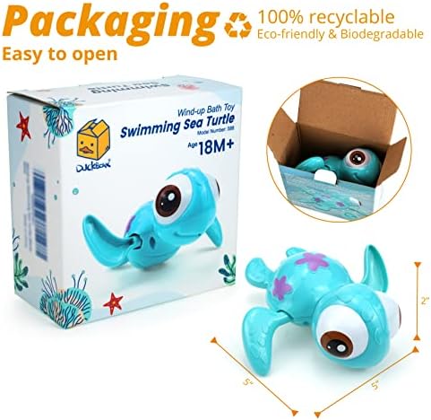 DUCKBOXX XX Bath Toys Wind up Swimming Sea Turtles for Kids 18M+ (Blue) - Image 5