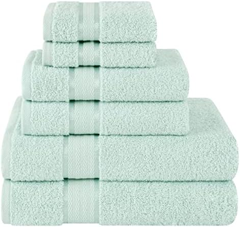 Dorlion Towels 6 Piece 100% Turkish Cotton Towel Set, 2 Bath Towels 2 Hand Towels 2 Washcloths, Soft Absorbent Towels for Bathroom and Kitchen, Mint Green