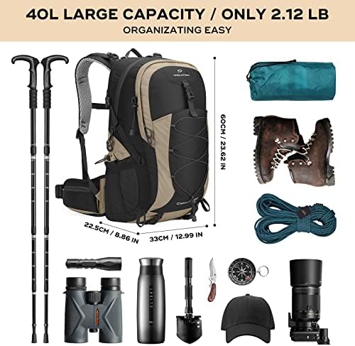 Maelstrom Hiking Backpack,Camping Backpack,40L Waterproof Hiking Daypack with Rain Cover,Lightweight Travel Backpack,Khaki - Image 2