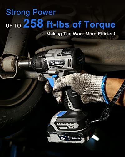 DEKOPRO Cordless Drill Combo Kit - 20V Max Brushless Impact Drill and Impact Wrench Cordless Power Tool Set with 2Pcs 2.0 Ah&4.0 Ah Lithium-Ion Batteries, Charger and Storage Bag included - Image 6