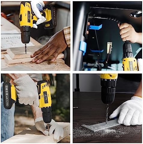 Portable Power Drill Set with 37PCS Drill Bit,21V Cordless Drill Kit with Battery and Charger,Jar-owl Home Tool Kit with Electric Drill,Power Tool Combo Kit for Men Women Office Repair Maintain-Yellow - Image 6