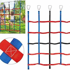 MONT PLEASANT Climbing Cargo Net for Kids Ninja Net Climbing Swingset Polyester Rope Ladder for Jungle Gyms Playground Ribbon Net Obstacle Course Training Climbing Net for Outdoor Treehouse