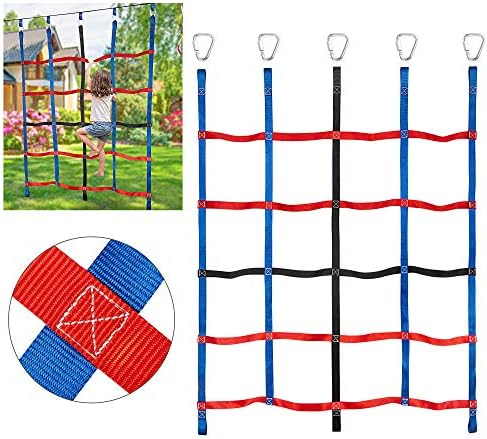 MONT PLEASANT Climbing Cargo Net for Kids Ninja Net Climbing Swingset Polyester Rope Ladder for Jungle Gyms Playground Ribbon Net Obstacle Course Training Climbing Net for Outdoor Treehouse