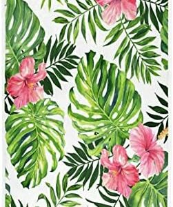 Wfrish Red Hibiscus Poppy Flowers Hand Towels Bath Shower Towels Tropical Palm Leaves Bathroom Towels Fingertip Kitchen Dish Guest Towel Highly Absorbent Soft Home for Hand Face Gym Spa 16 X 30 in