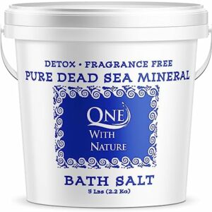 Dead Sea Mineral Bath Salt 5 Lb. Fragrance Free, 100% pure, Magnesium, Sulfur, Minerals. All Skin Types, Problem Skin. Acne Treatment, Eczema, Psoriasis, Therapeutic.