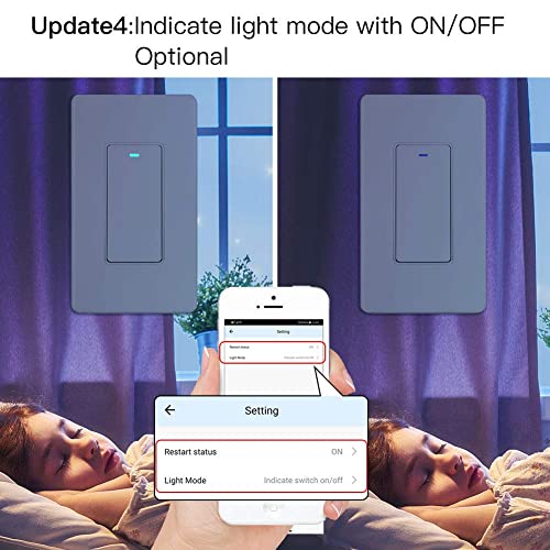 MoesGo WiFi Wall Push Button Smart Light Switch No Screw Panel Smart Life/Tuya Wireless Remote Control Single Pole or 3-Way Multi-Control Association Voice Control with Alexa,Google Home White 1 Gang - Image 6