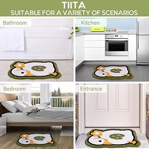 Decorative Bath Rugs Small 18x26 inch Bathroom Mats for Bath Tub Sink Water Absorbent Non Slip Microfiber Shower Rug with TPR Backing for Entrance Indoor Doormats Kitchen Carpet, Green Goose - Image 9