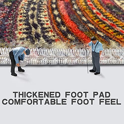 WERGHJ Half Round Door Mat,Semi Circle Bathroom Floor Rug,Mandala Boho Bohemian Non-Slip Welcome Entrance Way Absorbent Bath Mat,Microfiber Tufted Indoor Rug for Kitchen Living Room (Multicolor)… - Image 6