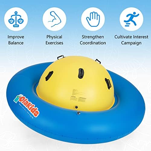 OLAKIDS 8FT Inflatable Dome Rocker Bouncer, Outdoor Kids Giant Roll and Play Seesaw Rocker with 6 Secure Handles, Max Weight 250 LBS, Toddlers Climbing Game Toy Backyard Play Center Equipment - Image 8