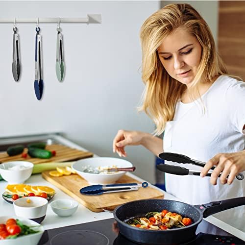 EEKEDO Kitchen Tongs, Stainless Steel Silicone Tongs for Cooking 600ºF High Heat-Resistant BBQ Grilling Locking Tongs, Set of 2-9" and 12" - Image 5