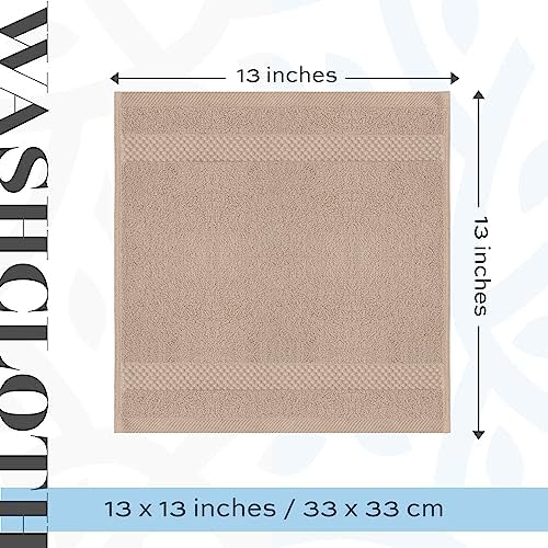 White Classic Luxury Washcloths for Bathroom-Hotel-Spa-Kitchen-Set - Circlet Egyptian Cotton - Highly Absorbent Hotel Quality Face Towels - Bulk Set of 12-13x13 Inch (Taupe) - Image 4