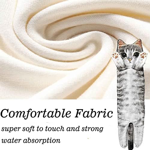 Yeikbuxa Cat Hand Towels for Bathroom Kitchen, Soft and Absorbent, Cat Gifts Cute Decorative Cat Decor Hanging Washcloths Face Towels, Funny Gifts for Cat Lovers（Grey） - Image 3