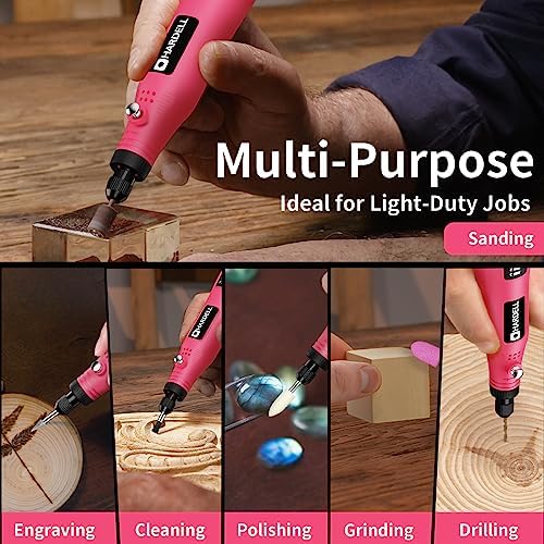 HARDELL Cordless Rotary Tool 3.7V, 3-Speed Mini Rotary Tool with 42 Accessories, Rechargeable Power Rotary Tool Kit for Sanding, Drilling, Polishing, Engraving, Cleaning, Small DIY Projects - Image 5