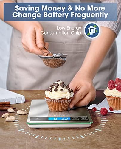 Nicewell Food Scale, 22lb Digital Kitchen Scale Weight Grams and oz for Cooking Baking, 1g/0.1oz Precise Graduation, Stainless Steel and Tempered Glass - Image 6