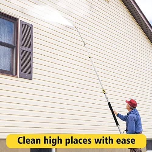 janz 24 FT Telescoping Pressure Washer Wand with 2 Pressure Washer Extension Wands,Gutter Cleaner Attachment, 7 Spray Nozzle Tips, 2 Hose Inlet Adapters, Pivoting Coupler and Support Harness - Image 7