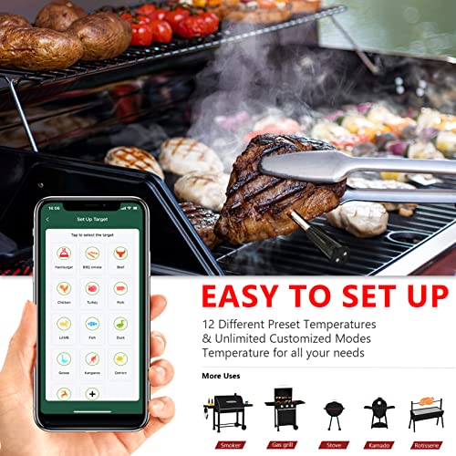 AIRMSEN Wireless Meat Thermometer, Smart Bluetooth Meat Thermometer with 165ft Wireless Range Fast Precise, IPX7 Waterproof Food Thermometer for Cooking, BBQ, Kitchen, Smoker, Grill, Rotisserie - Image 4