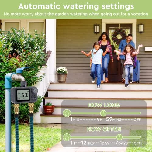 Moistenland Hose Timer, Irrigation Timer, Lawn & Garden Watering Equipment, with Rain Delay/Manual/Automatic Watering System, IP54 Waterproof, 3.1 Inches Large Screen(2 Outlets) - Image 5