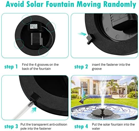 Mademax Solar Bird Bath Fountain Pump, Solar Fountain with 6 Nozzle, Free Standing Floating Solar Powered Water Fountain Pump for Bird Bath, Garden, Pond, Pool, Outdoor - Image 8