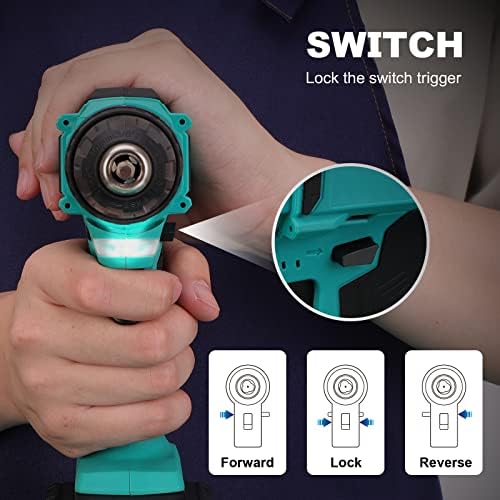 COMOWARE 20V Cordless Drill, Electric Power Drill Set with 1 Battery & Charger, 3/8” Keyless Chuck, 2 Variable Speed, 266 In-lb Torque, 25+1 Position and 34pcs Drill/Driver Bits - Image 8