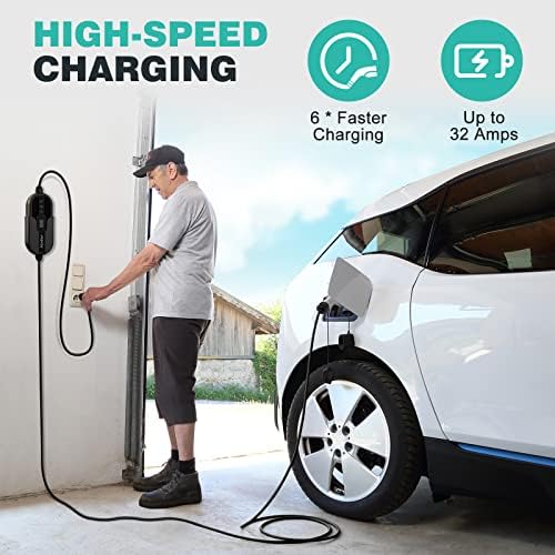 Aimiler Level 2 Electric Vehicle (EV) Charger(32Amp, 220V-240V, NEMA 14-50 Plug), 25ft Premium Cable, Portable Indoor/Outdoor EVSE SAE J1772 EV Car Charging Station w/Start Charge Timer, WiFi Enabled - Image 4