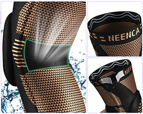NEENCA Copper Knee Brace for Knee Pain, Professional Knee Support with Patella Pad & Side Stabilizers, Plus Size Compression Sleeve for Sport, Workout, Arthritis, ACL, Joint Pain Relief, Meniscus Tear - Image 2