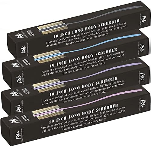 Avilana Shower Body Brush with Long Curved Handle, Long Silicone Handle Back Scrubber with Dual-Sided Long Handle Bath Shower Brush with Soft and Stiff Bristles (Long Handle-Gray) - Image 7