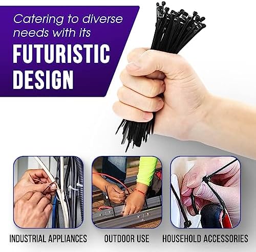 JiGO Cable Zip Ties 18 inch Cable Ties 100 Pcs For Cable Management Premium Nylon Large Zip-tie Cord Management Indoor Home Office Garden Workshop Wire Ties Outdoor Self-Locking Heavy Duty (Black 18") - Image 4