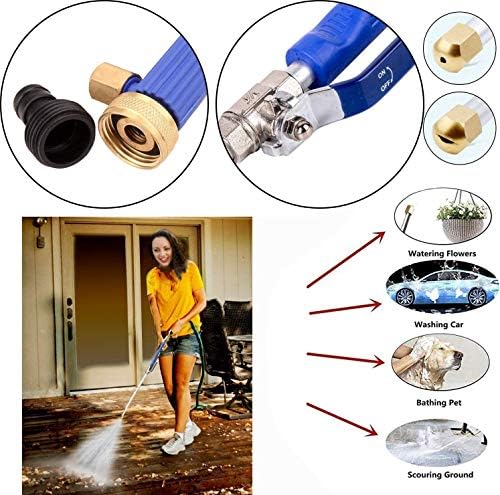 High Pressure Power Washer Wand, Extendable Hydro Jet Water Hose Nozzle Watering Sprayer, Garden Watering Wand for Patio Car Pet Window Gutter Cleaning Tool (Blue) - Image 5