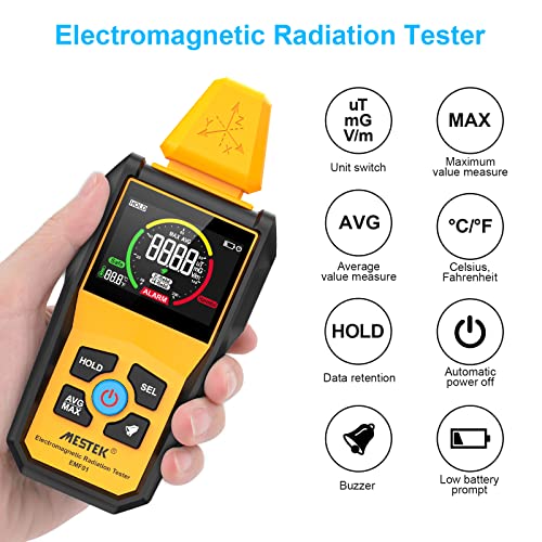 EMF Meter MESTEK Electromagnetic Field Radiation Detector Handheld Digital LCD EMF Reader, Temperature Detector,Tester for Home EMF Inspections, Office, Outdoor and Ghost Hunting - Image 2