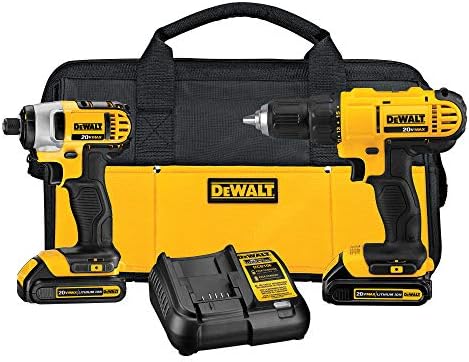 DEWALT 20V MAX Cordless Drill and Impact Driver, Power Tool Combo Kit with 2 Batteries and Charger, Yellow/Black (DCK240C2)