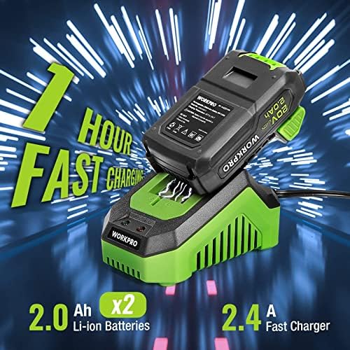 WORKPRO 20V Max Cordless Drill Driver Set, Electric Power Impact Drill Tool with 102 Pieces Accessories, 1/2'' Chuck Impact Drill Kit with Portable Case, 2 x 2.0Ah Li-ion Batteries with Fast Charger - Image 6