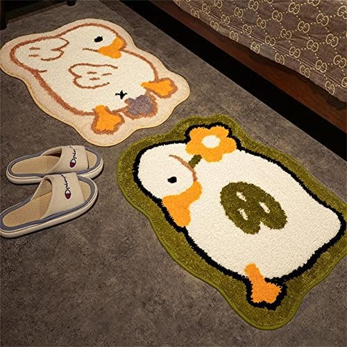 Decorative Bath Rugs Small 18x26 inch Bathroom Mats for Bath Tub Sink Water Absorbent Non Slip Microfiber Shower Rug with TPR Backing for Entrance Indoor Doormats Kitchen Carpet, Green Goose - Image 6