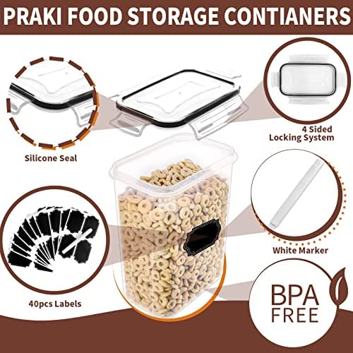 PRAKI Airtight Food Storage Containers Set with Lids - 24 PCS, BPA Free Kitchen and Pantry Organization, Plastic Leak-proof Canisters for Cereal Flour & Sugar - Labels & Marker - Image 3
