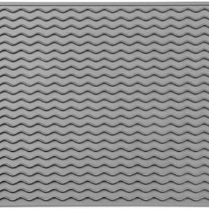 MicoYang Silicone Dish Drying Mat for Multiple Usage,Easy clean,Eco-friendly,Heat-resistant Silicone Mat for Kitchen Counter or Sink,Refrigerator or Drawer liner Grey L 16 inches x 12 inches