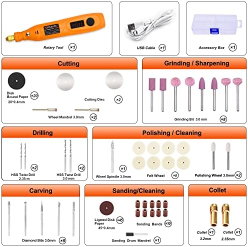 GOXAWEE Mini Cordless Rotary Tool with 105pcs Accessories, 5-Speed 18000rpm and USB Charging, Multi-Purpose Power Rotary Tool with 3.7V Li-ion Battery for Handmade Crafting and DIY Creations. - Image 2